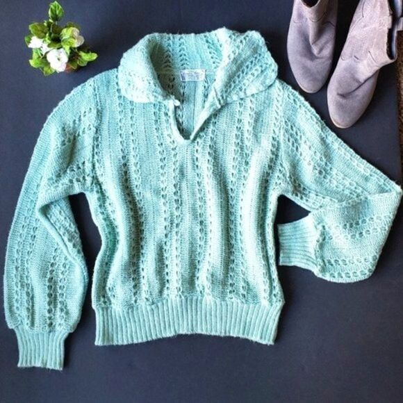 💍Vintage Hand Made Knit Crochet Sweater - Picture 1 of 8